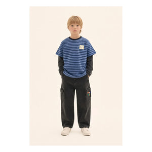 Jelly Mallow - Lagenlook gestreiftes T-Shirt | Blau
