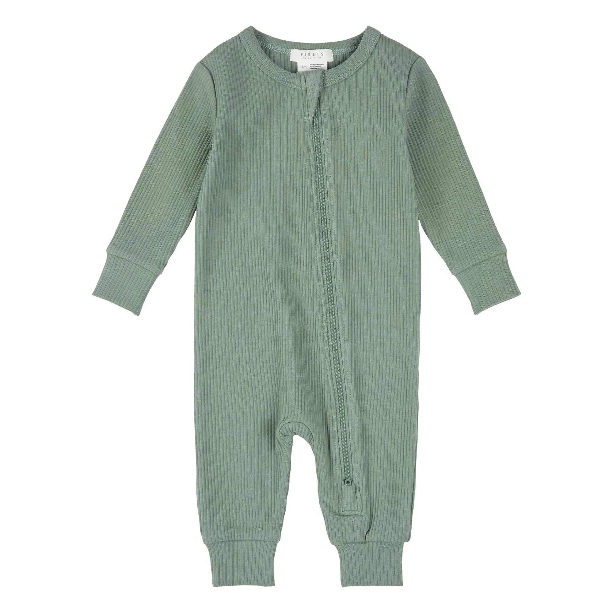 Petit Lem - Schlafanzug aus Bio-Baumwollrippstrick | Celadon
