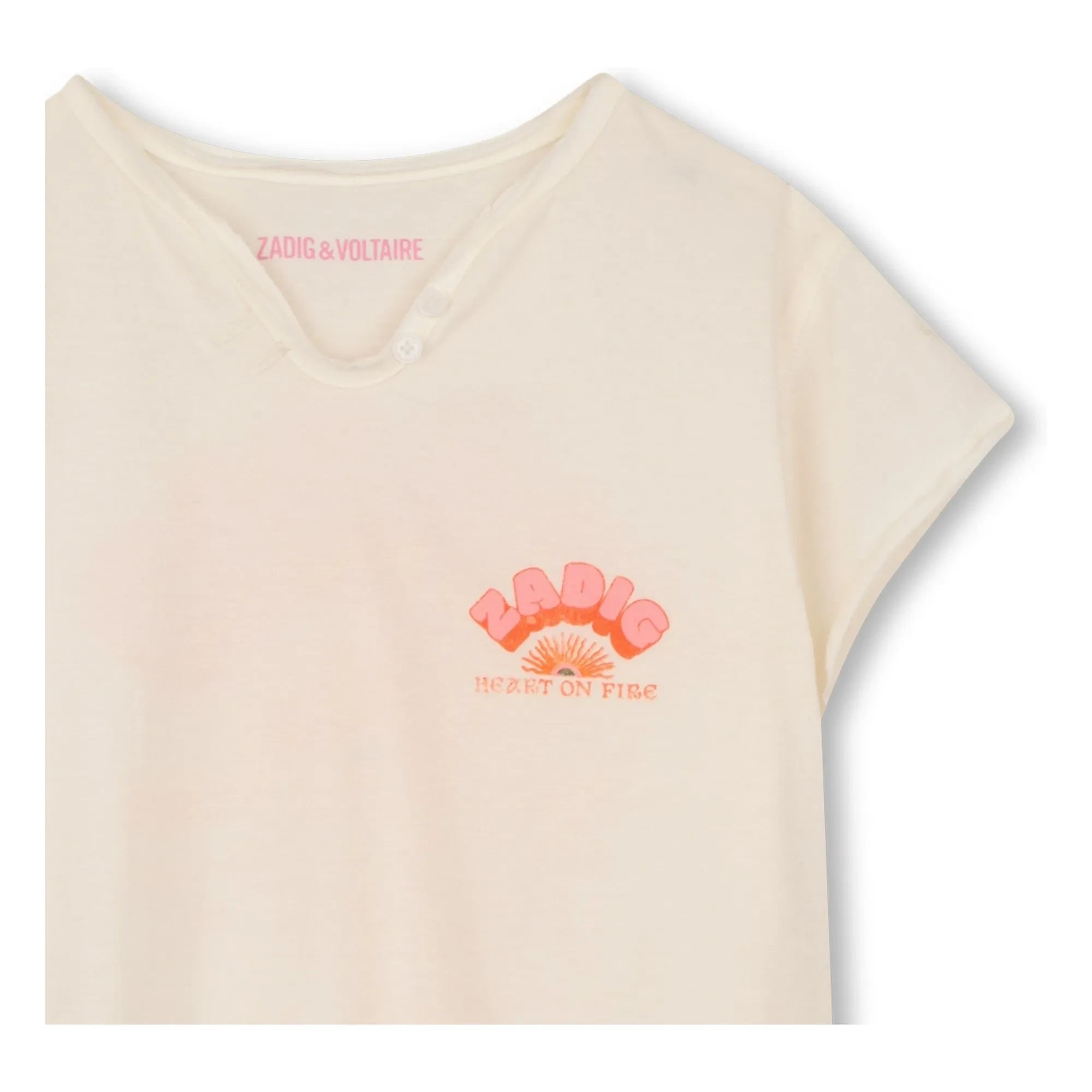 Zadig & Voltaire – Tunika-T-Shirt „Heart On Fire“ | Ecru