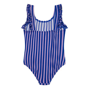 Jera Mini - Gestreifter Rüschen-Badeanzug | Marineblau