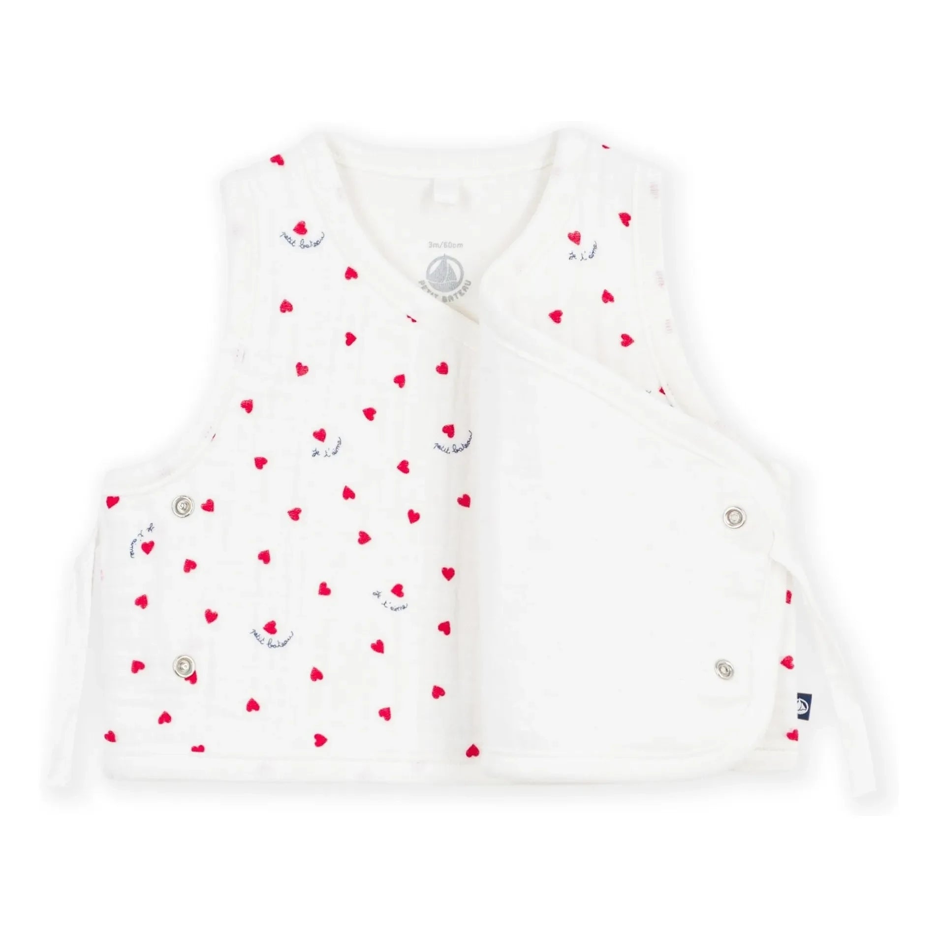 Petit Bateau - Organik Pamuk Kırışık Pamuk Gaze Kruvaze Yelek | Beyaz