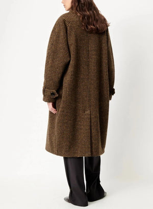 Sessùn - Bleechecks Wollmantel | Taupe-Braun