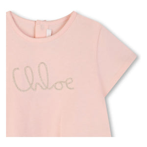 Chloé - Organik pamuklu Tişört ve elbise seti | Pembe