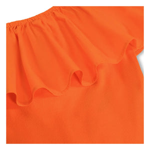 Molo - Rebecca Top Asymmetrische Rüschen Bio-Baumwolle | Orange