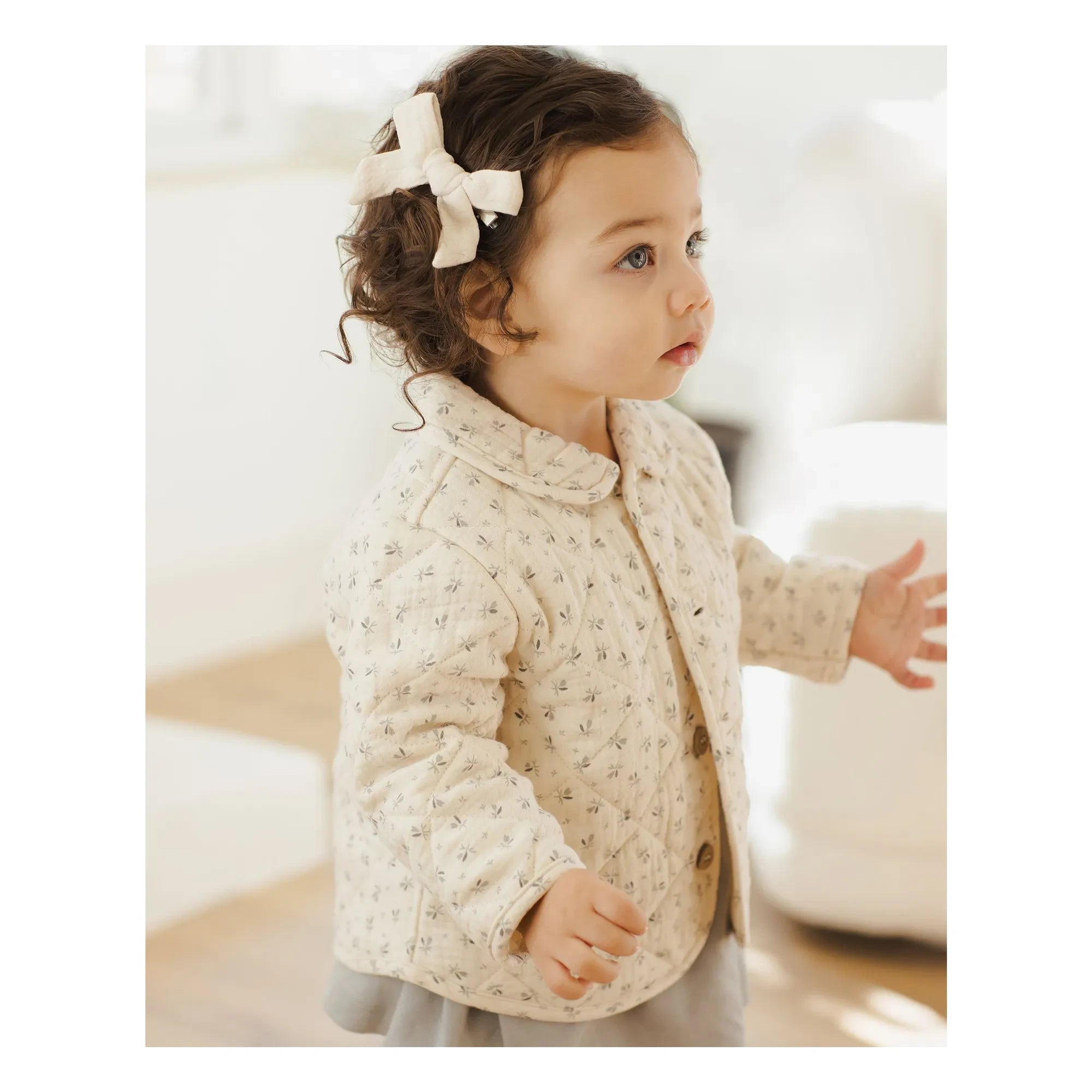 Quincy Mae - Fleurie Gesteppte Jacke aus Bio-Baumwollgaze | Ecru