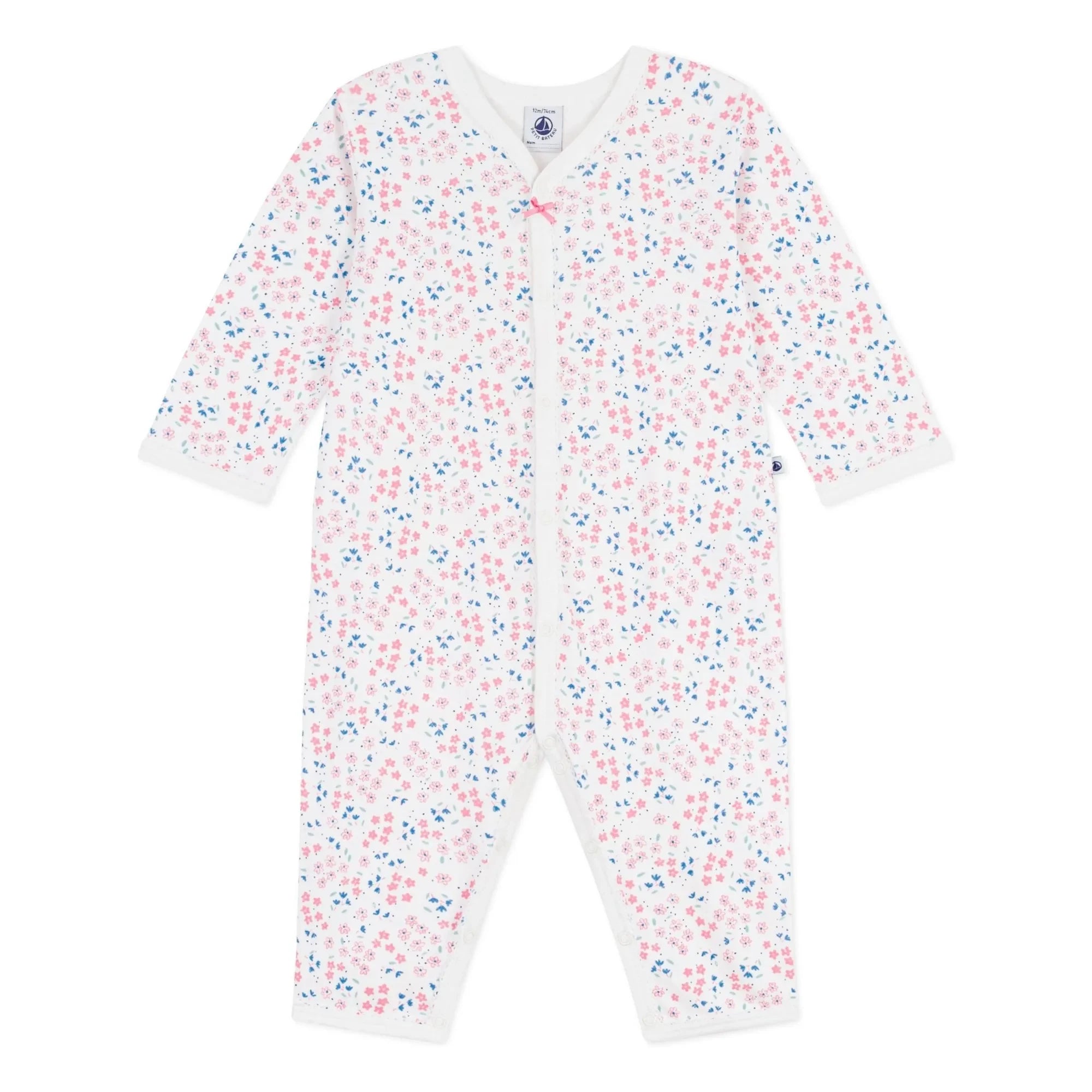 Petit Bateau - Schlafanzug mit Blumenmuster | Weiß