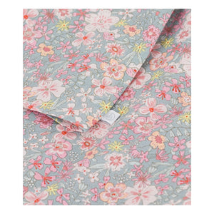 Petit Bateau - Baumwoll-Bluse mit Streifen und Blumen | Grau-Blau