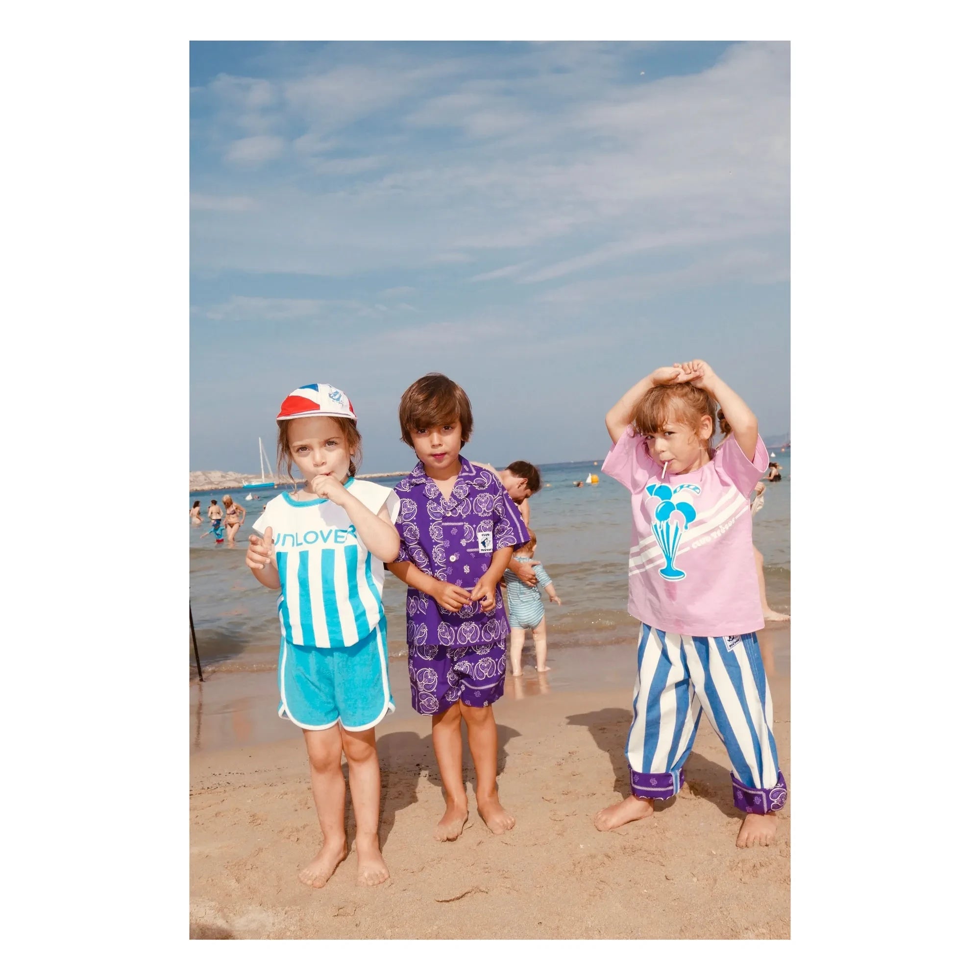 Club Trésor - Cassis Popeline Hemd und Shorts Set | Lila