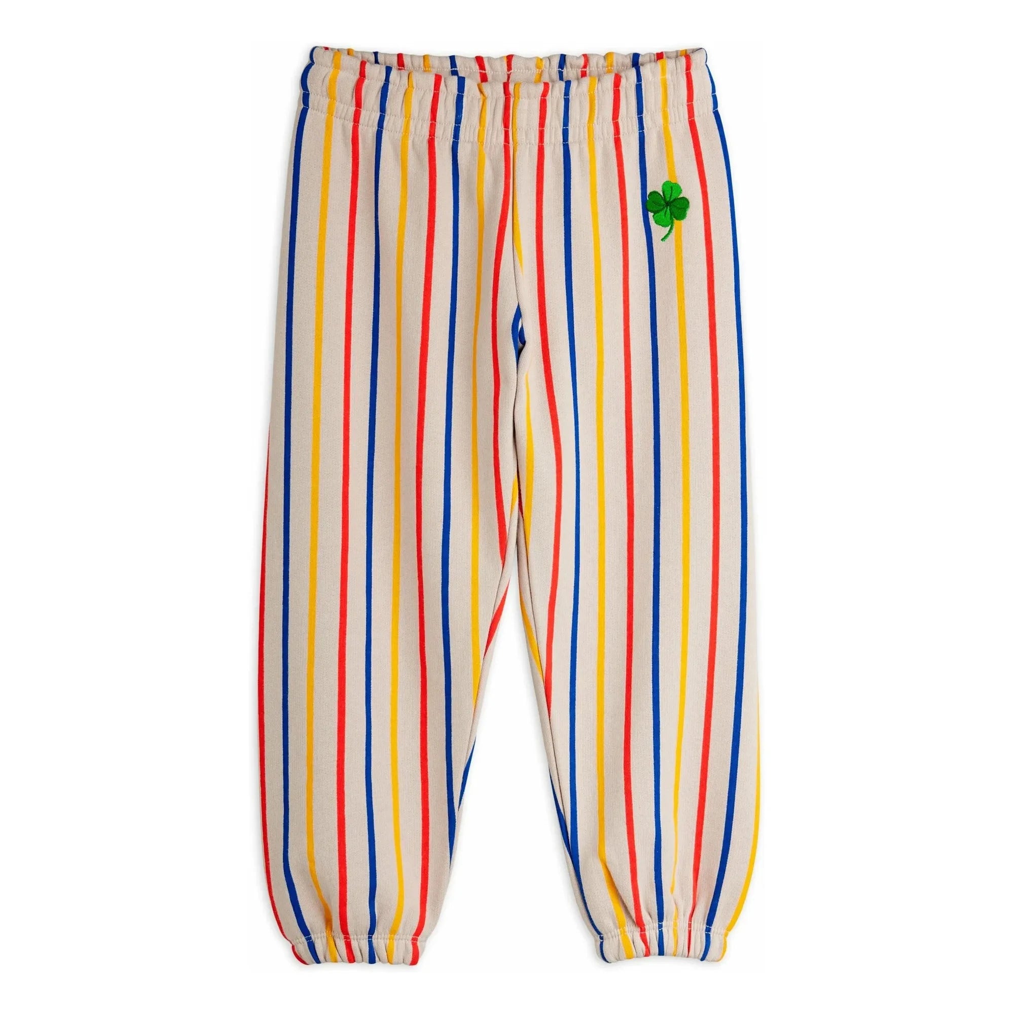 Mini Rodini - Kleeblatt-gestreifte Bio-Baumwoll-Jogginghose | Ecru