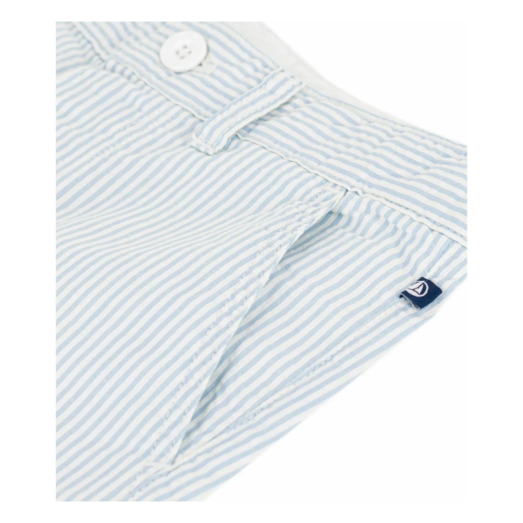 Petit Bateau - Gestreifte Bermuda-Shorts aus Seersucker Bio-Baumwolle | Hellblau