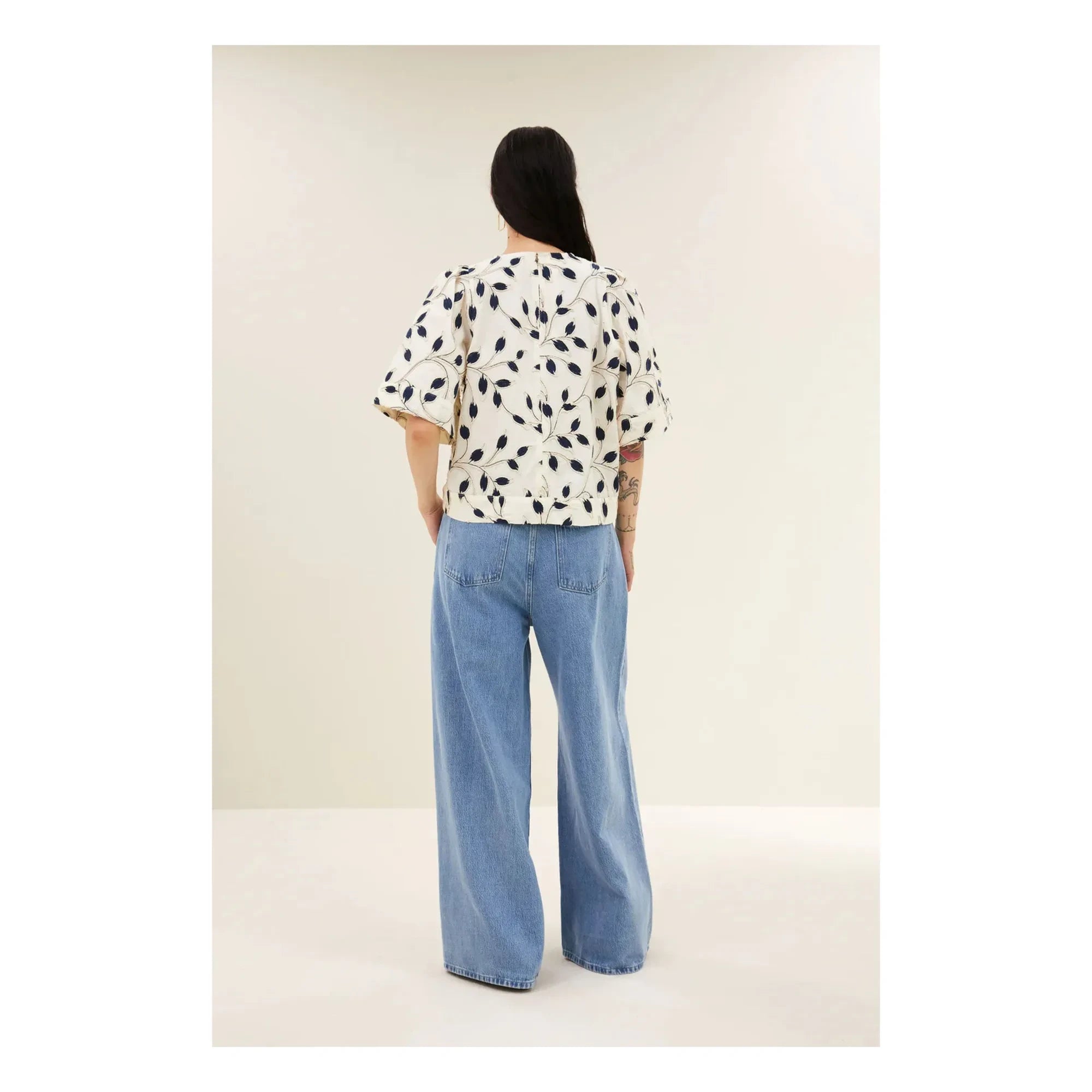 By Bar - Olivia Cotton Botanik Bluse | Nachtblau