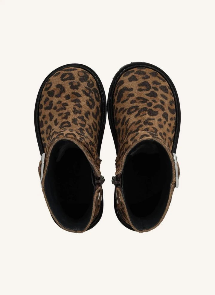 Angulus - Leopar Biker Tokalı Süet Çizmeler