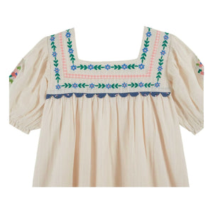 Emile et Ida – Besticktes Rüschenkleid | Creme