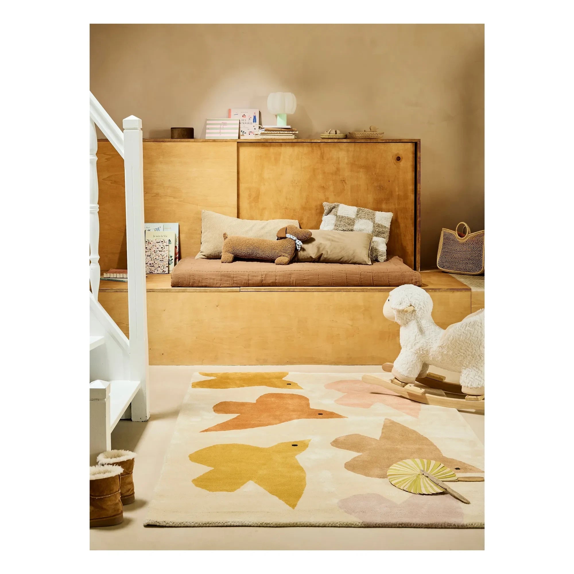 Bleuu-studio - Vögel Teppich | Ocker