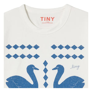 Tinycottons - T-Shirt Swans Losanges Bio-Baumwolle | Weiß
