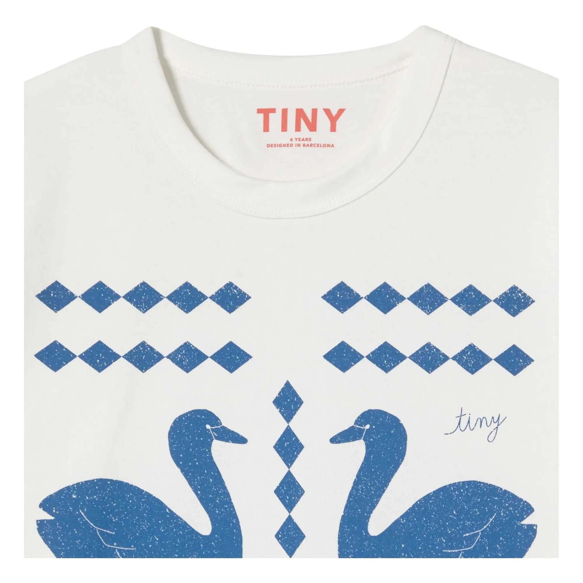 Tinycottons - T-Shirt Swans Losanges Bio-Baumwolle | Weiß