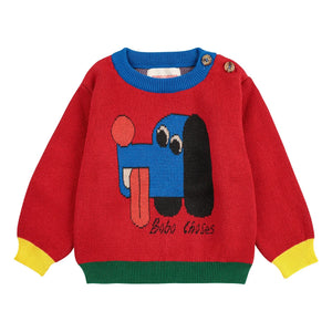 Bobo Choses - Colorblock Bio-Baumwoll-Hundepullover Baby | Rot