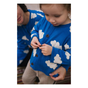 Bayiri - Wolkiger Himmel Bio-Baumwoll-Strickjacke | Blau