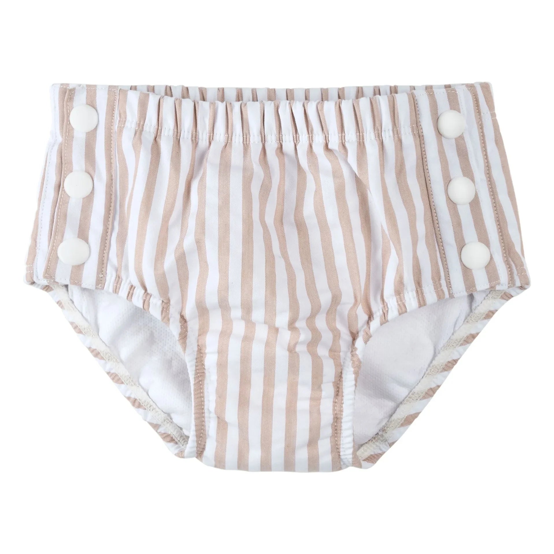 Petit Lem - Seersucker Anti-UV Gestreifte Babywindel, Recycelte Fasern | Beige
