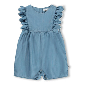 Molo - Fernanda Jeans-Strampler mit Rüschen | Blau