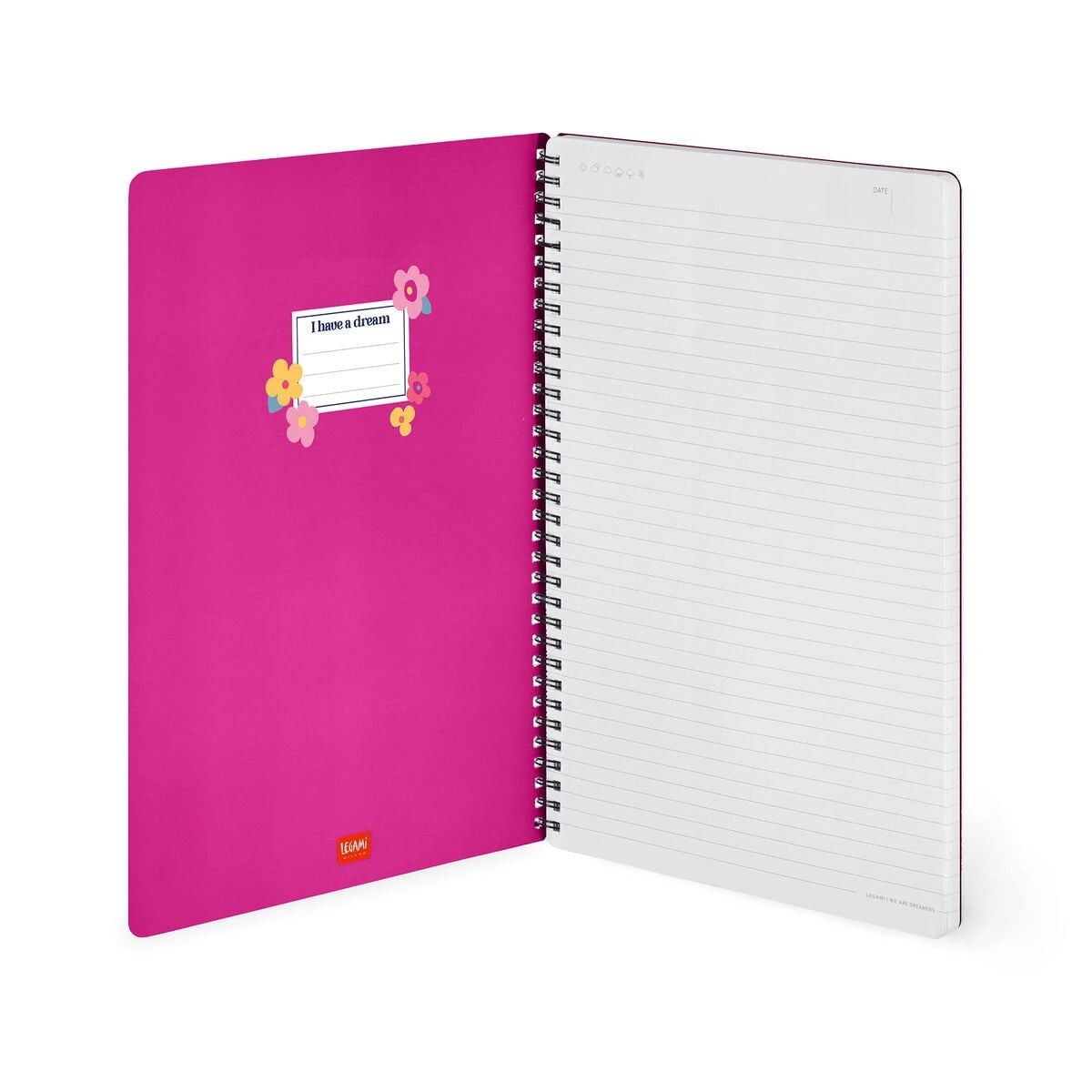 Legami - A4 Çizgili Defter Resimli Sert Kapak - Çiçekler - Spiral Ciltli