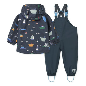 Liewood - Manu Bateaux Regen-Set aus recyceltem Faser | Marineblau
