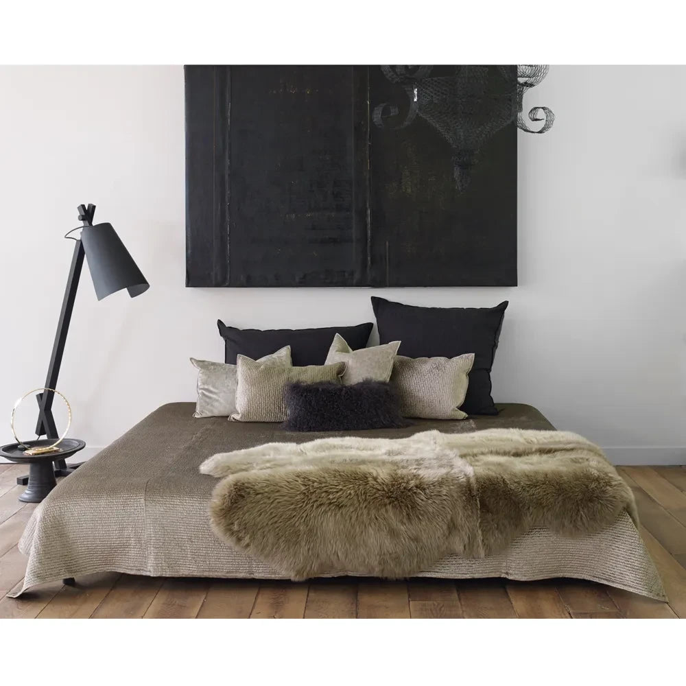 Maison de Vacances - Cardon Tibet Ziegenleder Kissen | Kohle
