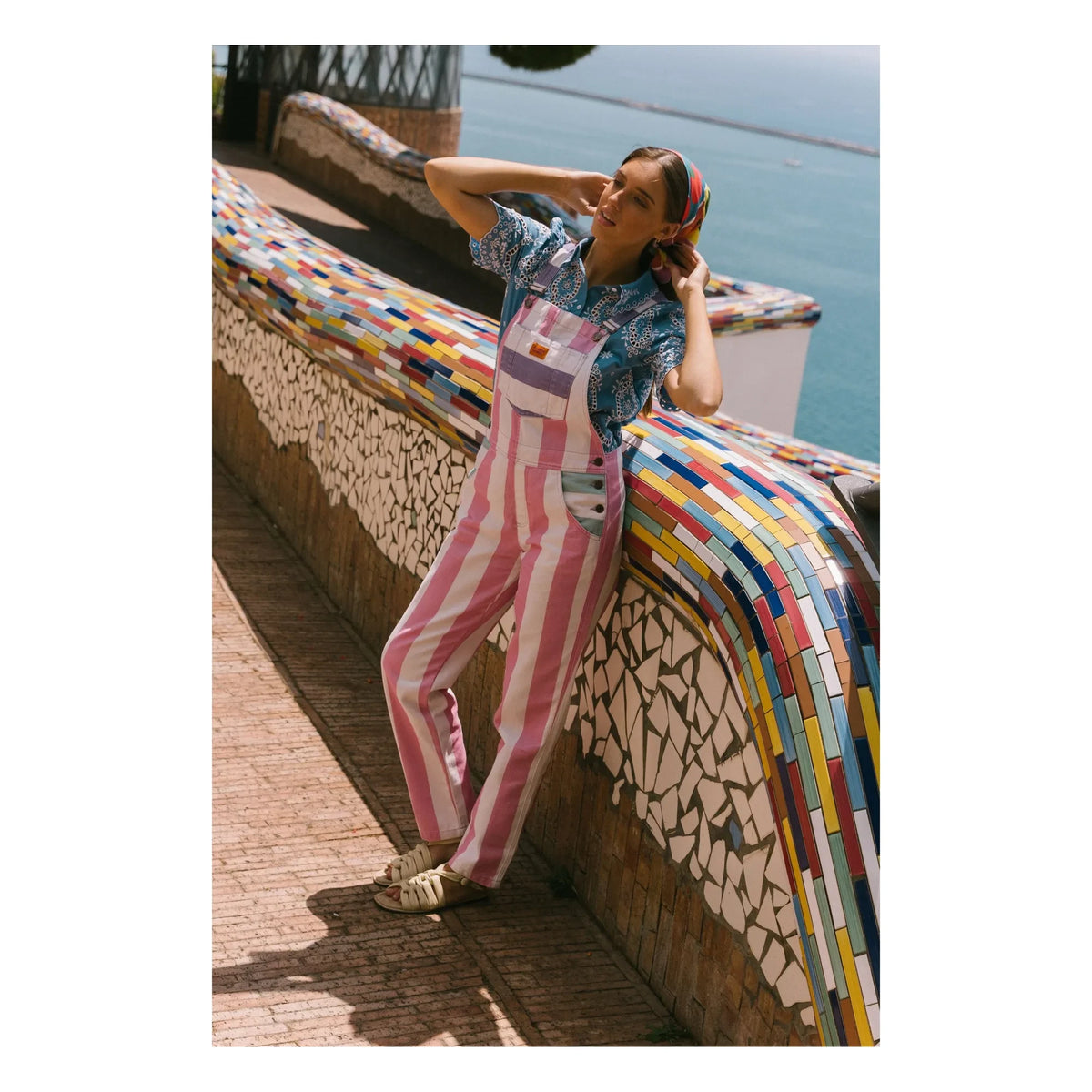 Favorite People - Amore Gestreifter Overall - Damenkollektion | Rosa