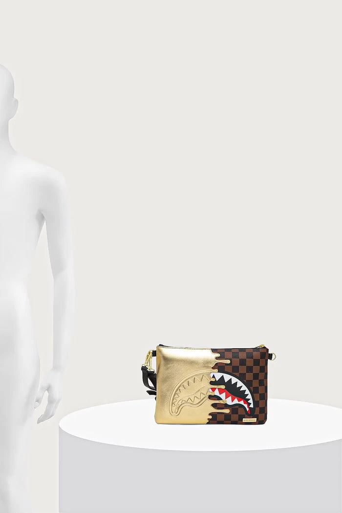 Sprayground - Braune Kunstleder Damen Umhängetasche mit Haien in Paris 910B9344NSZ