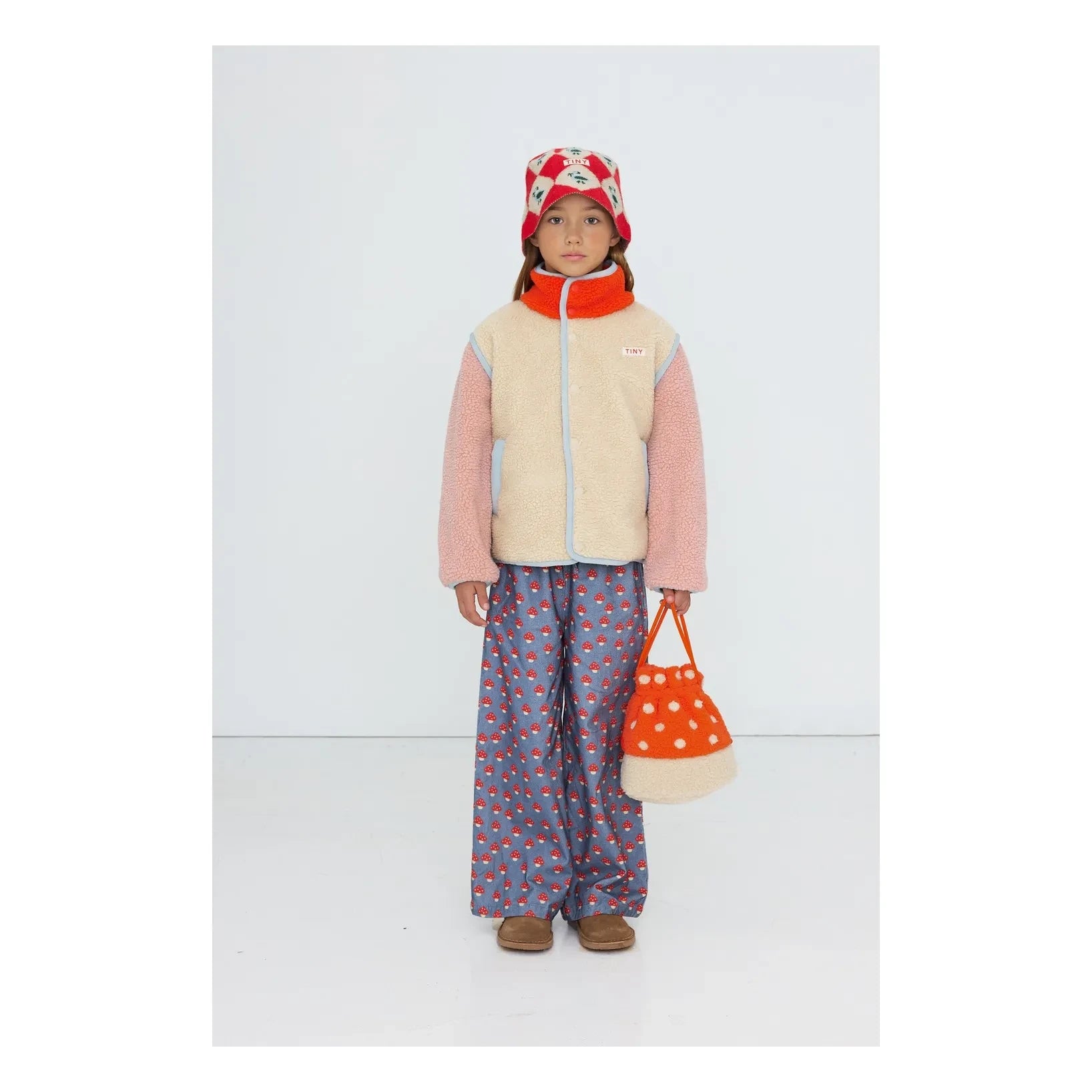 Tinycottons – Sherpa-Jacke im Color-Blocking-Stil | Rosa