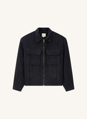 Noyoco - Kinsale Fischgrät-Recycelte Wolljacke | Dunkelblau