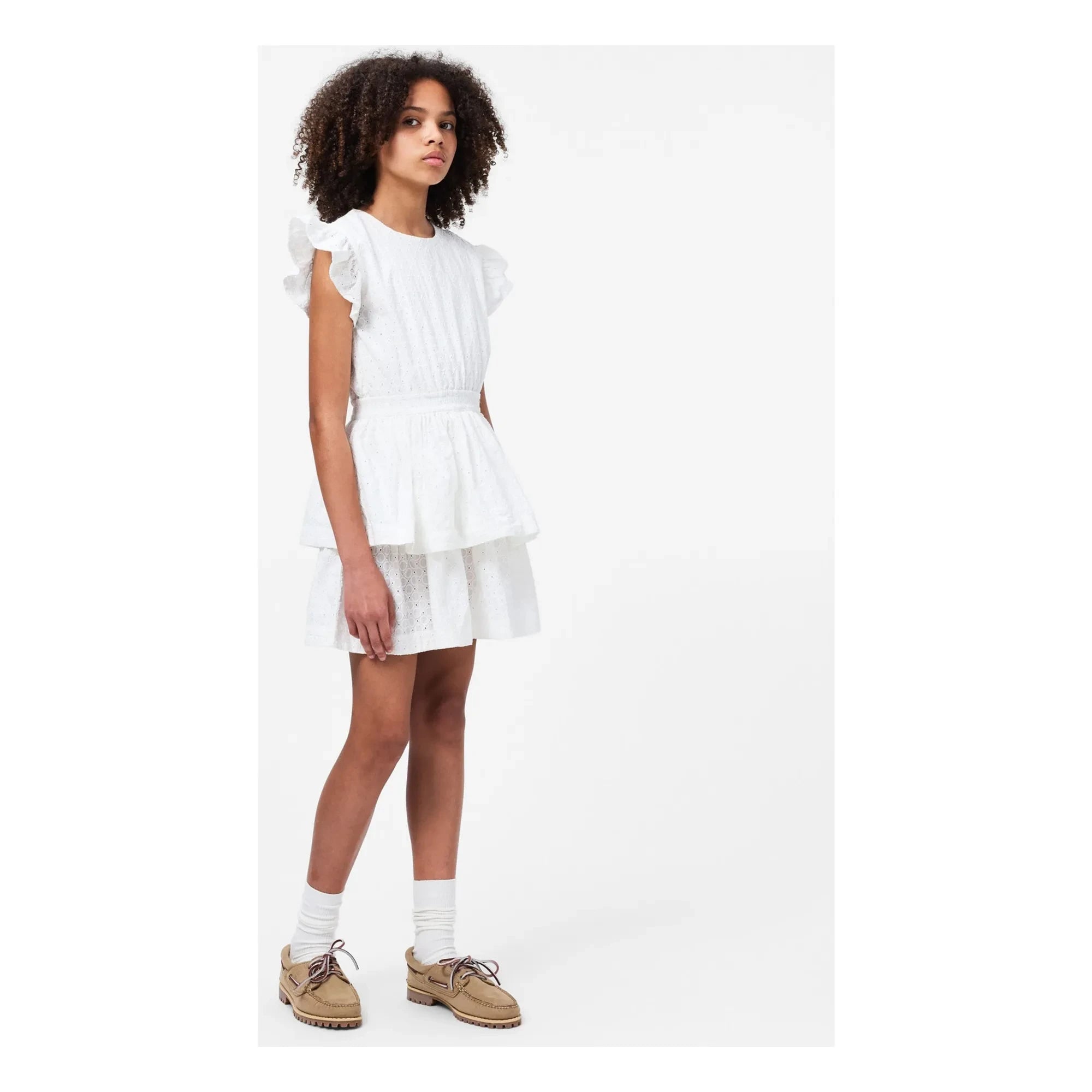 Molo - Carma Bio-Baumwollkleid mit Rüschen | Weiß