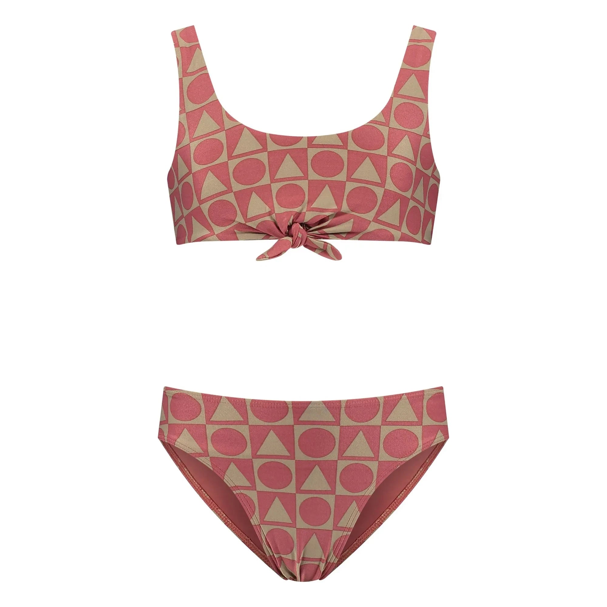 Beachlife - 2-teiliger Badeanzug Knoten Grafik Recycelte Fasern | Bordeaux