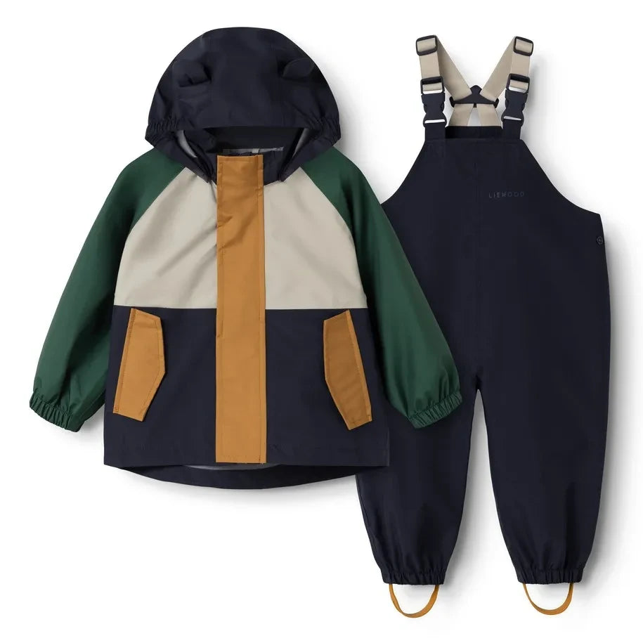Liewood - Manu Colorblock Regen-Set aus recycelten Fasern | Dunkelgrün