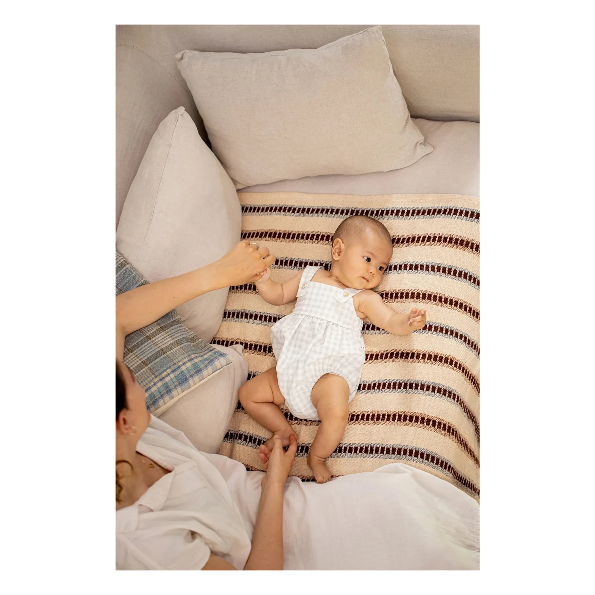 1+ in the family - Patras Vichy Seersucker Overall | Hellblau