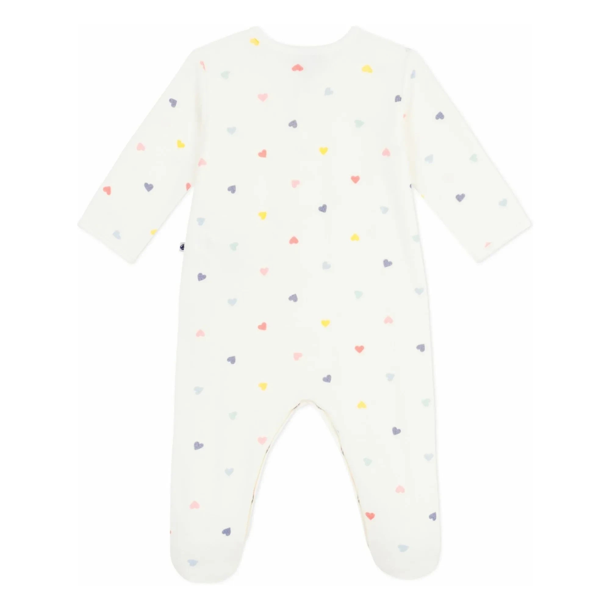 Petit Bateau - Strampler Cœurs Samtpyjama | Weiß
