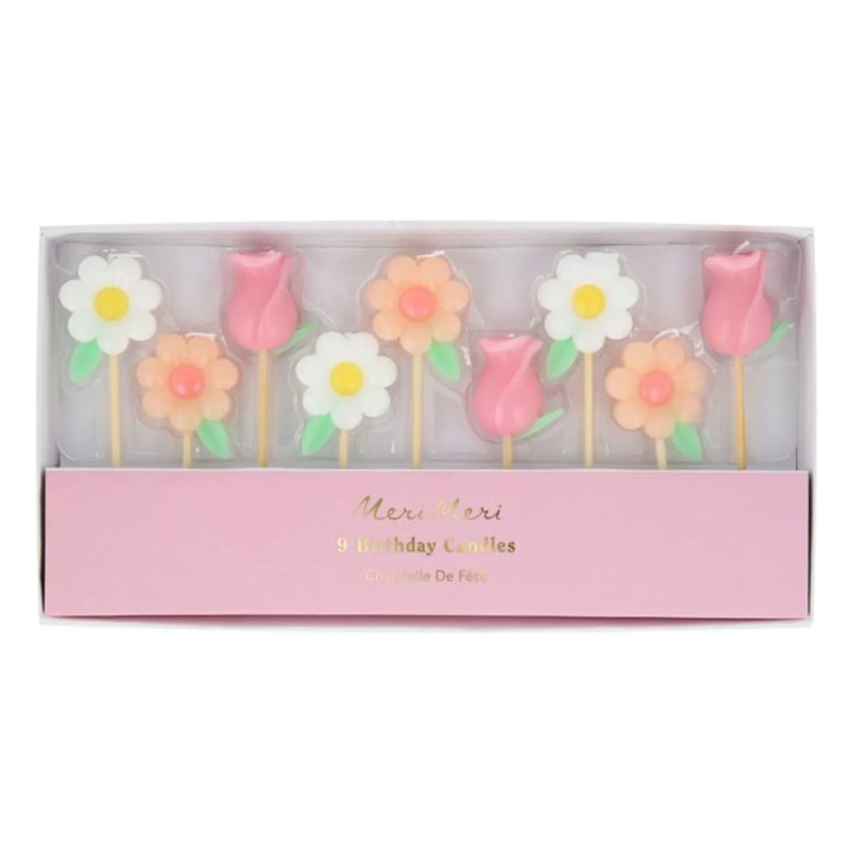 Meri Meri - Blumen-Geburtstagskerzen - 9er-Set