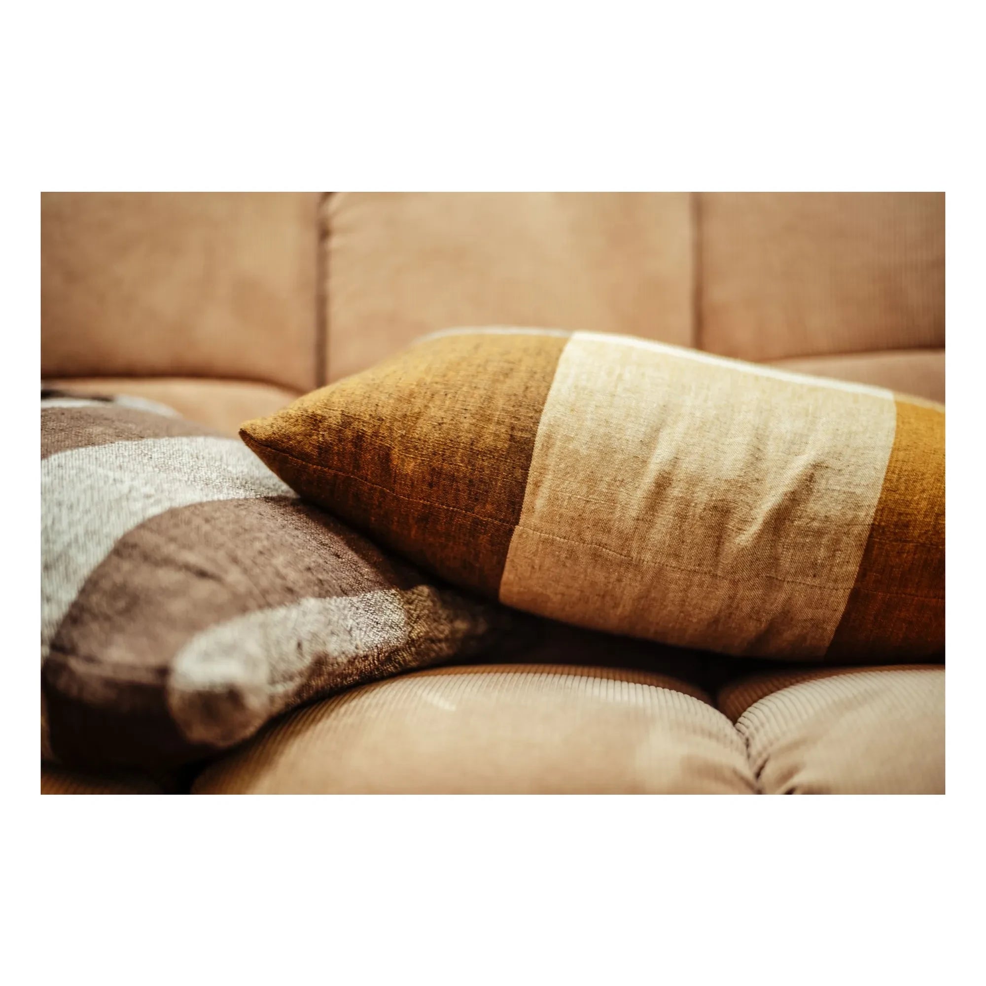 HKliving - Gestreiftes Kissen | Braun