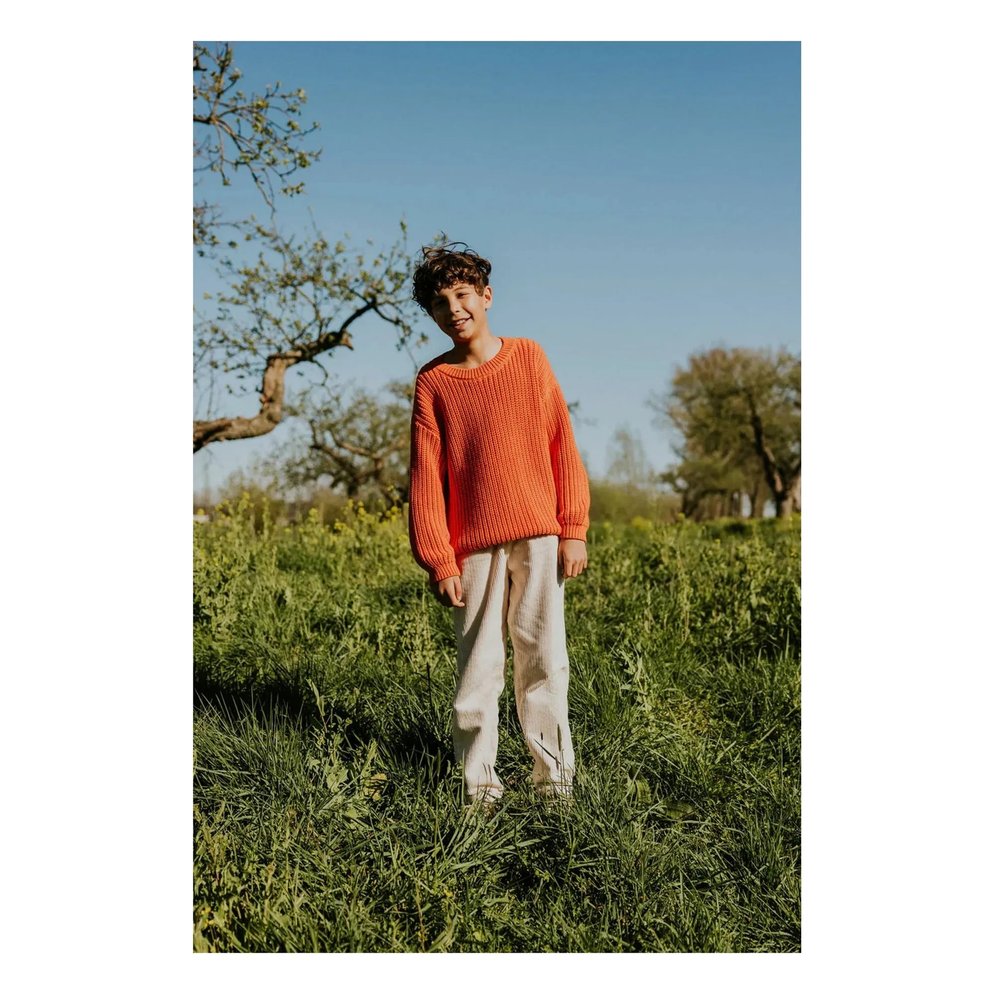 Yuki - Bio-Baumwolle Dicker Strickpullover | Orange