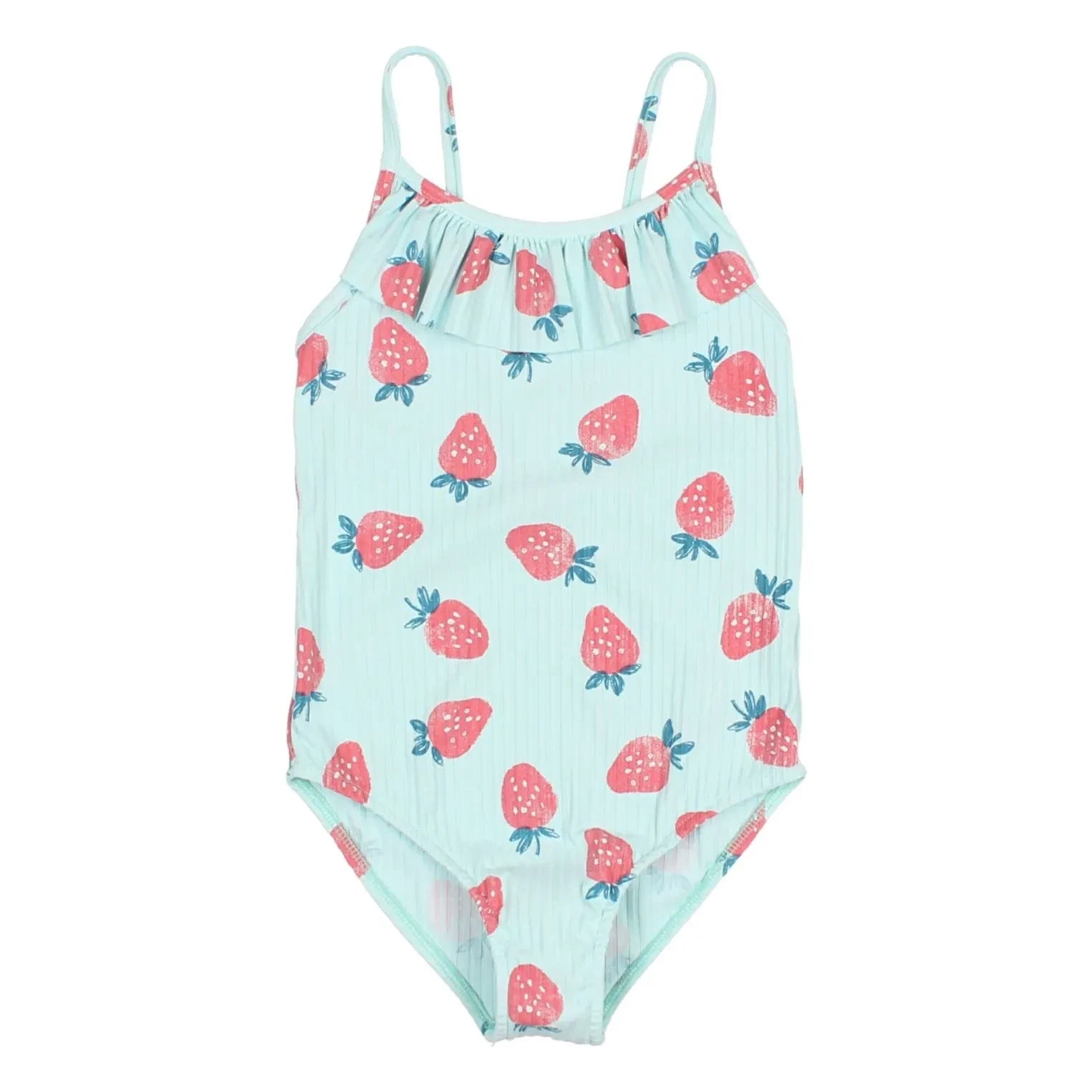 Búho - Badeanzug mit Erdbeermuster und Rippendetail | Aqua