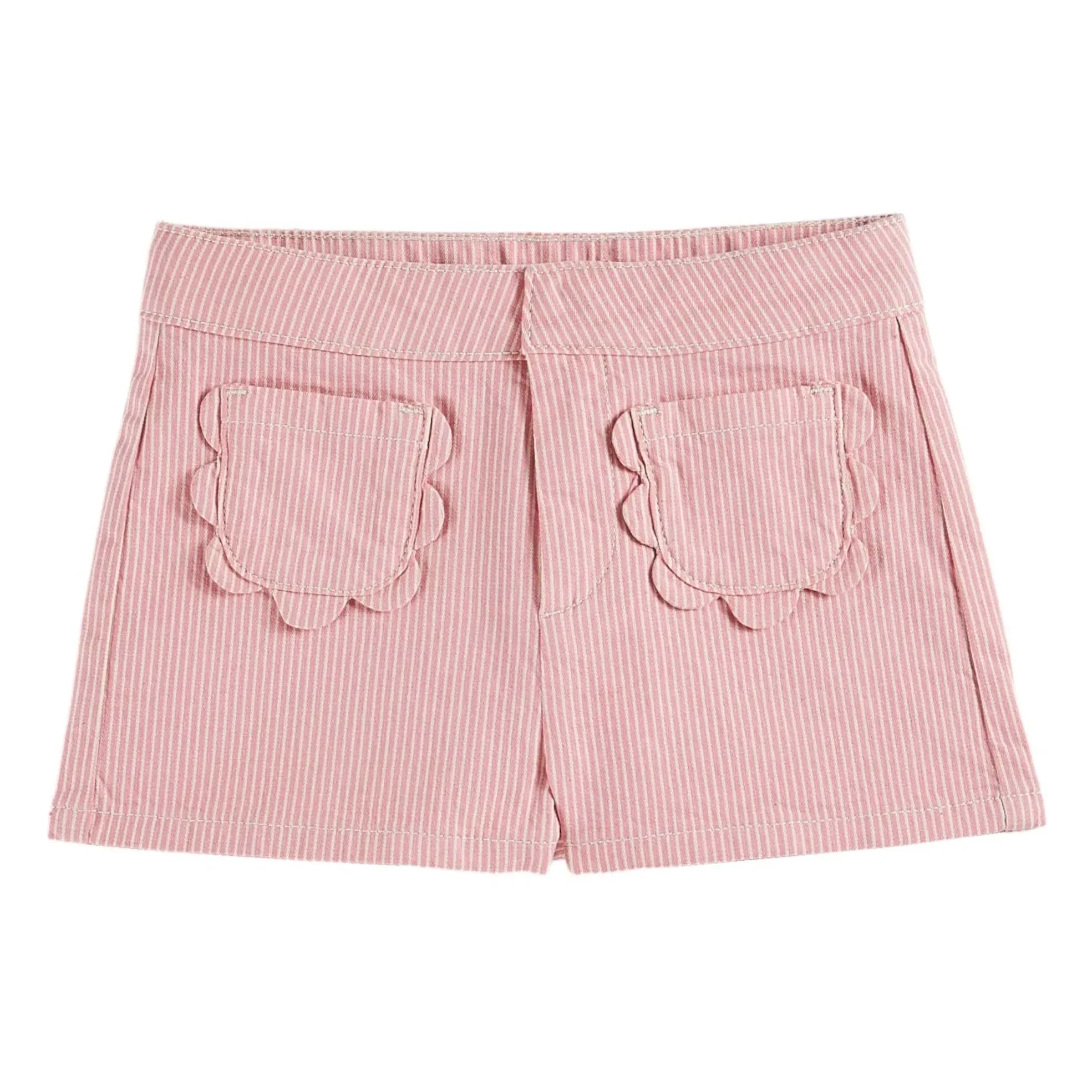 Emile et Ida - Gestreifte geblümte Shorts | Rosa