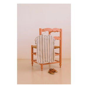 Studio Bohème - Combishort Bebecito Gestreift Bio-Baumwolle | Hellblau