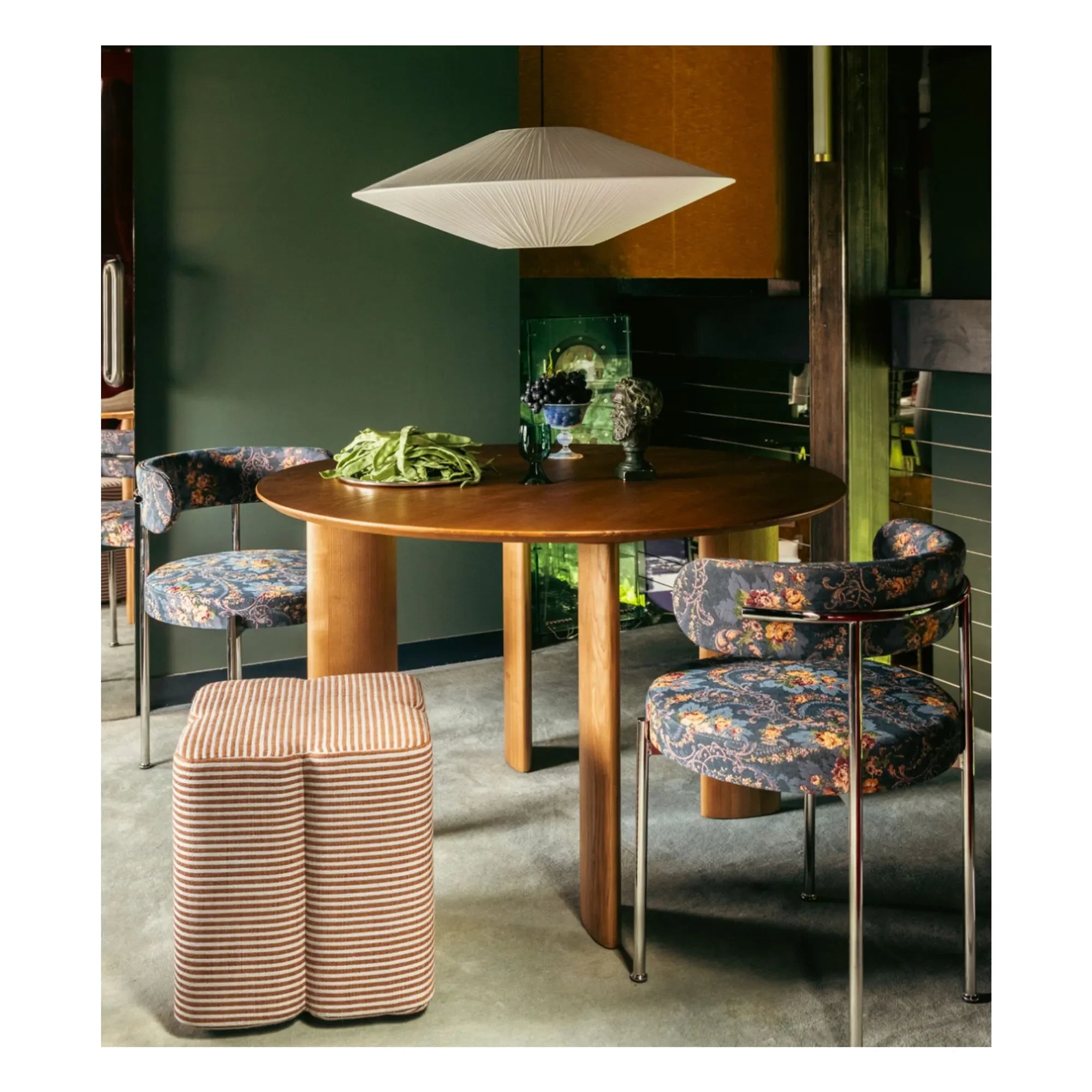 The Socialite Family - Hocker Fiori aus gestreiftem Stoff | Braun