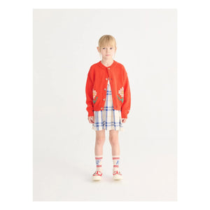 Bobo Choses - Tartan organik pamuk elbise | Ekru