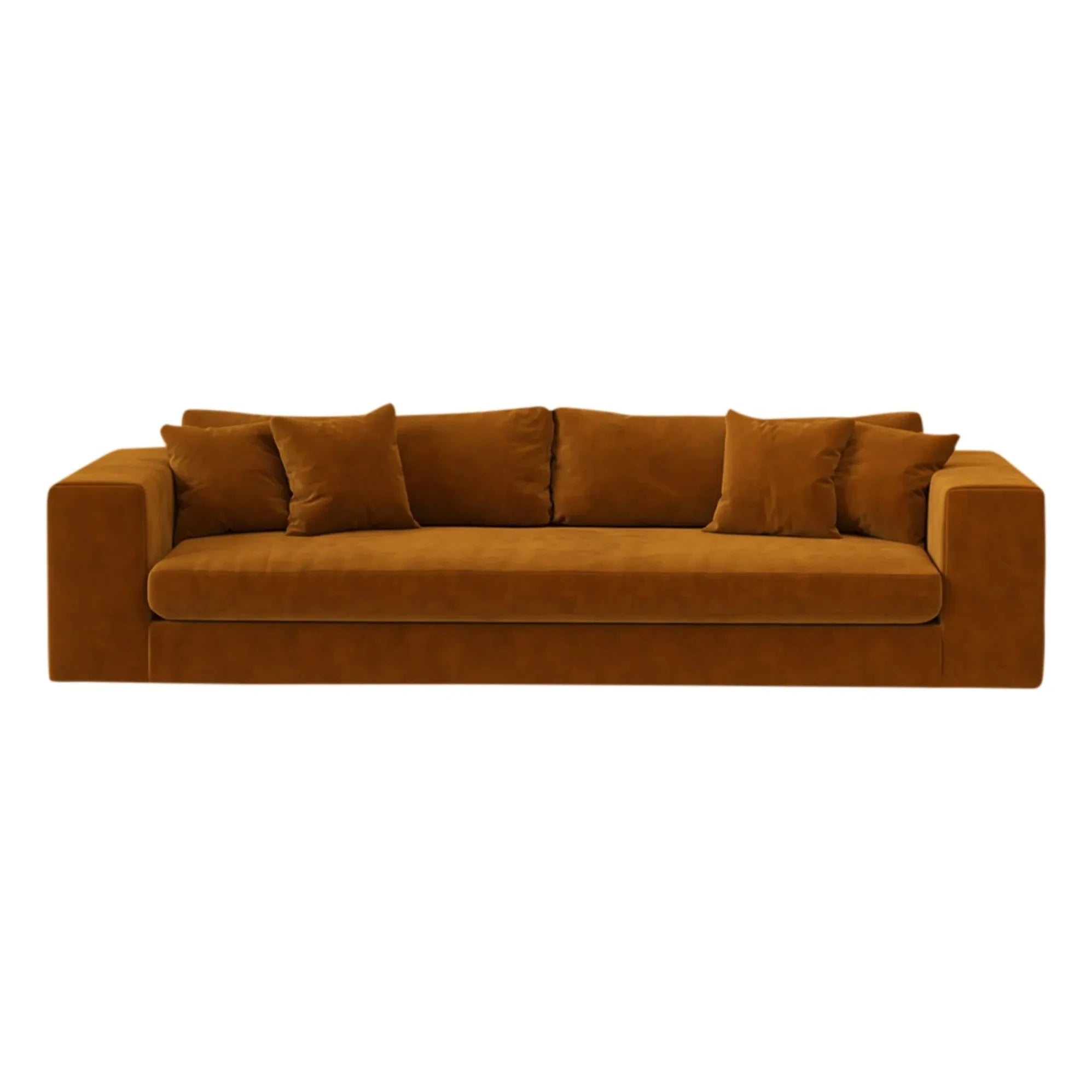 Panac Edition - Bellechasse Samt gebürstetes Sofa 4-Sitzer - 275 cm | Cognac