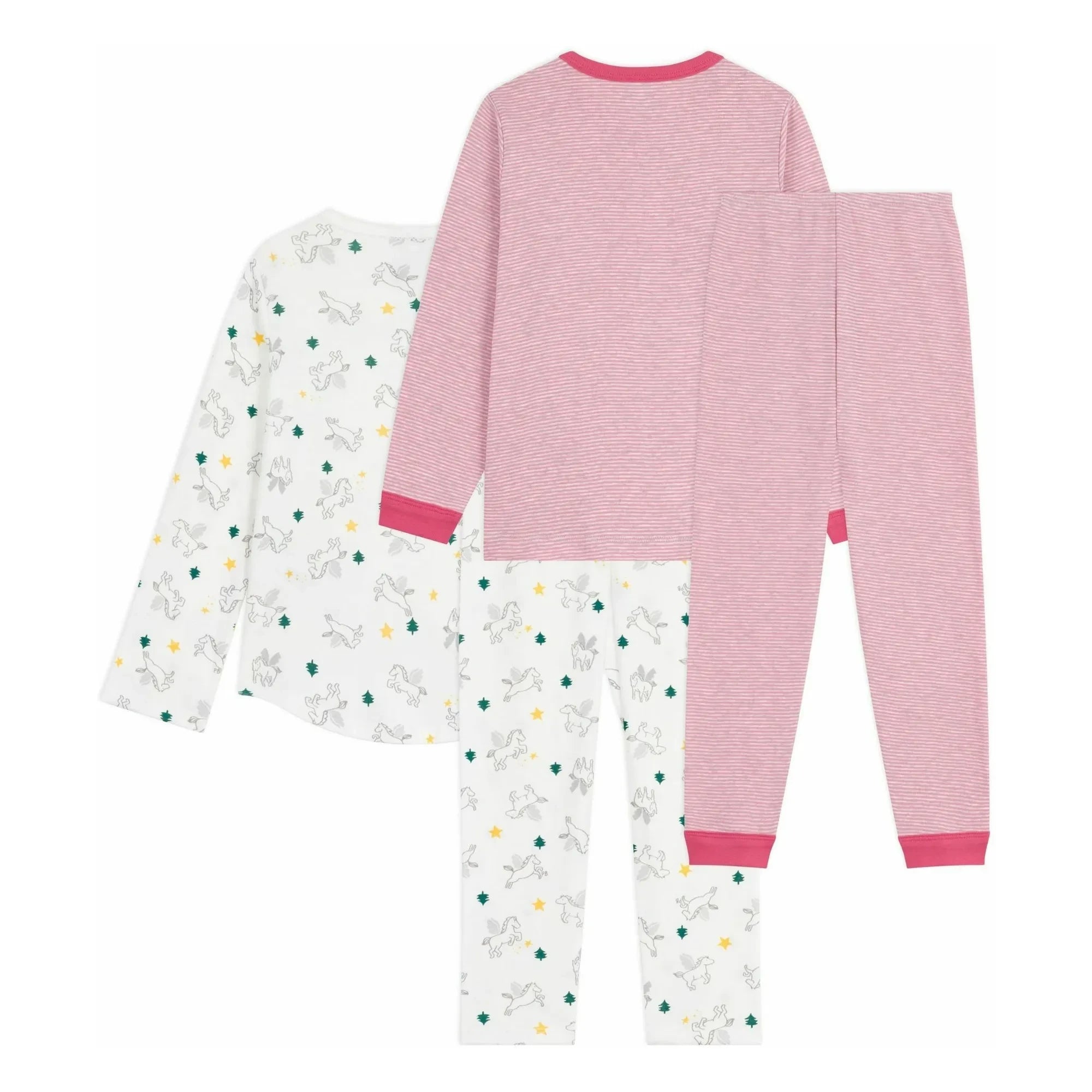Petit Bateau – Schlafanzug-Set mit 2 Einhorn-Pyjamas | Weiß