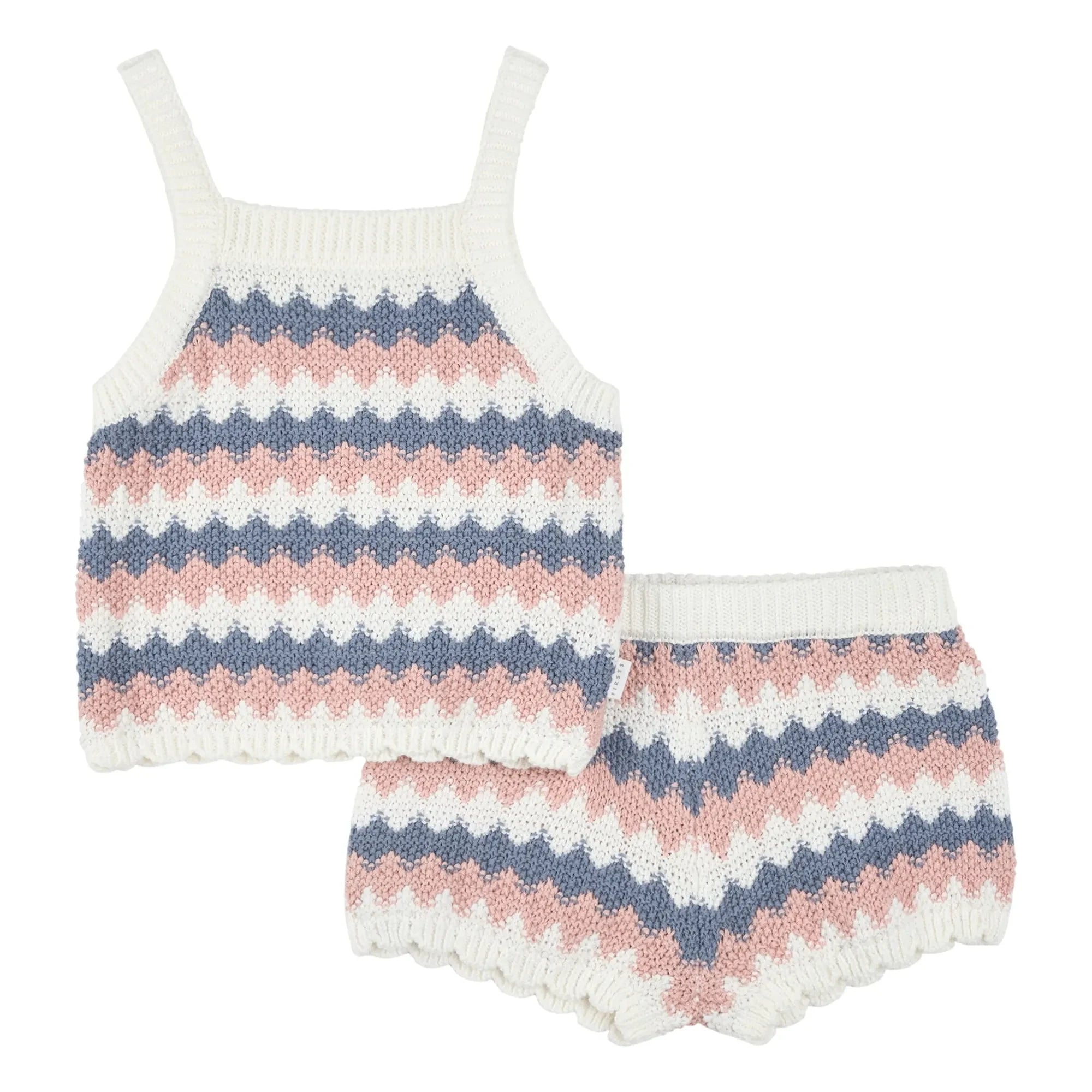 Petit Lem - Bio-Baumwoll-Häkel-Set Oberteil und Shorts | Beige