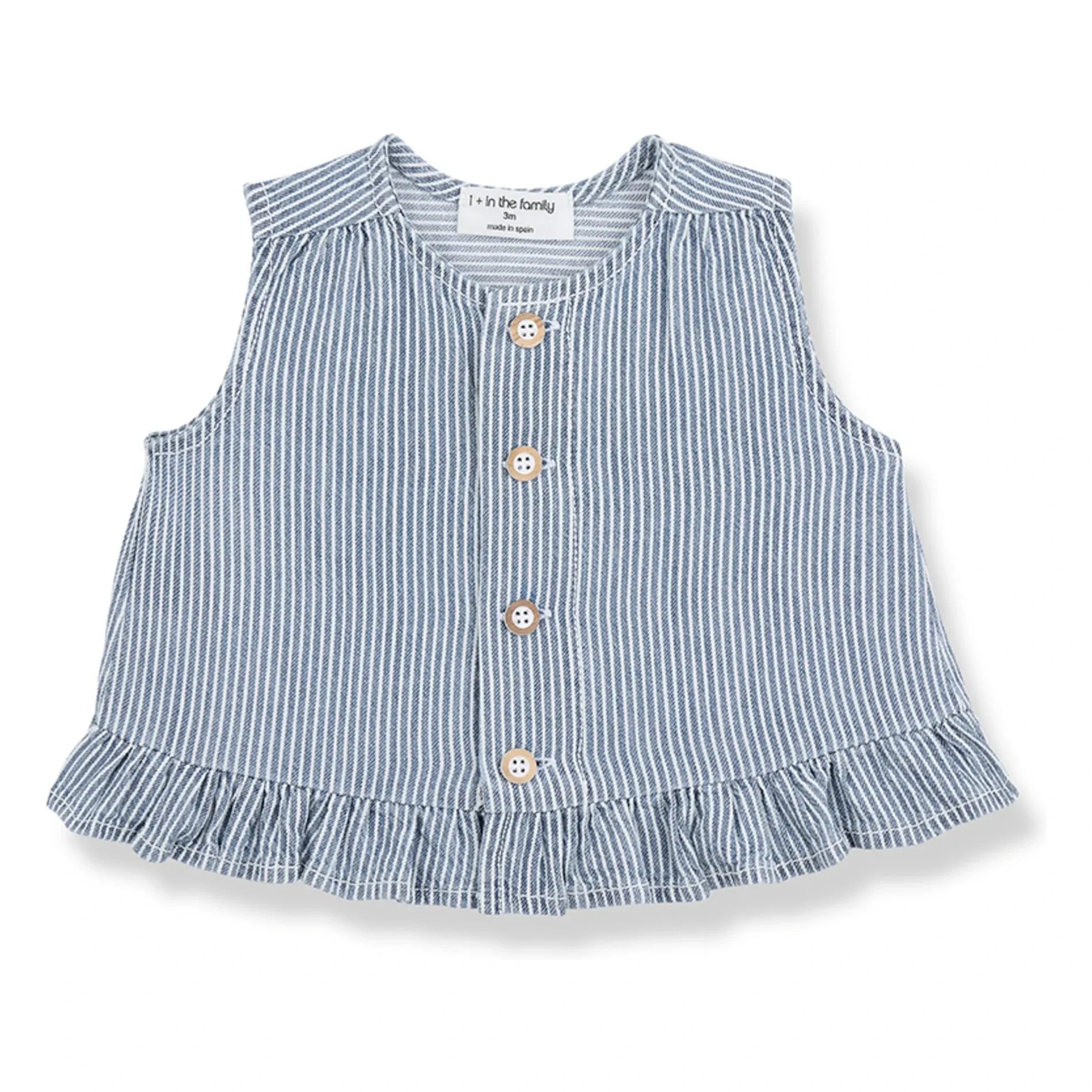 1+ in the family - Alcudia Gestreifte Denim Bluse Bio-Baumwolle | Hellblau
