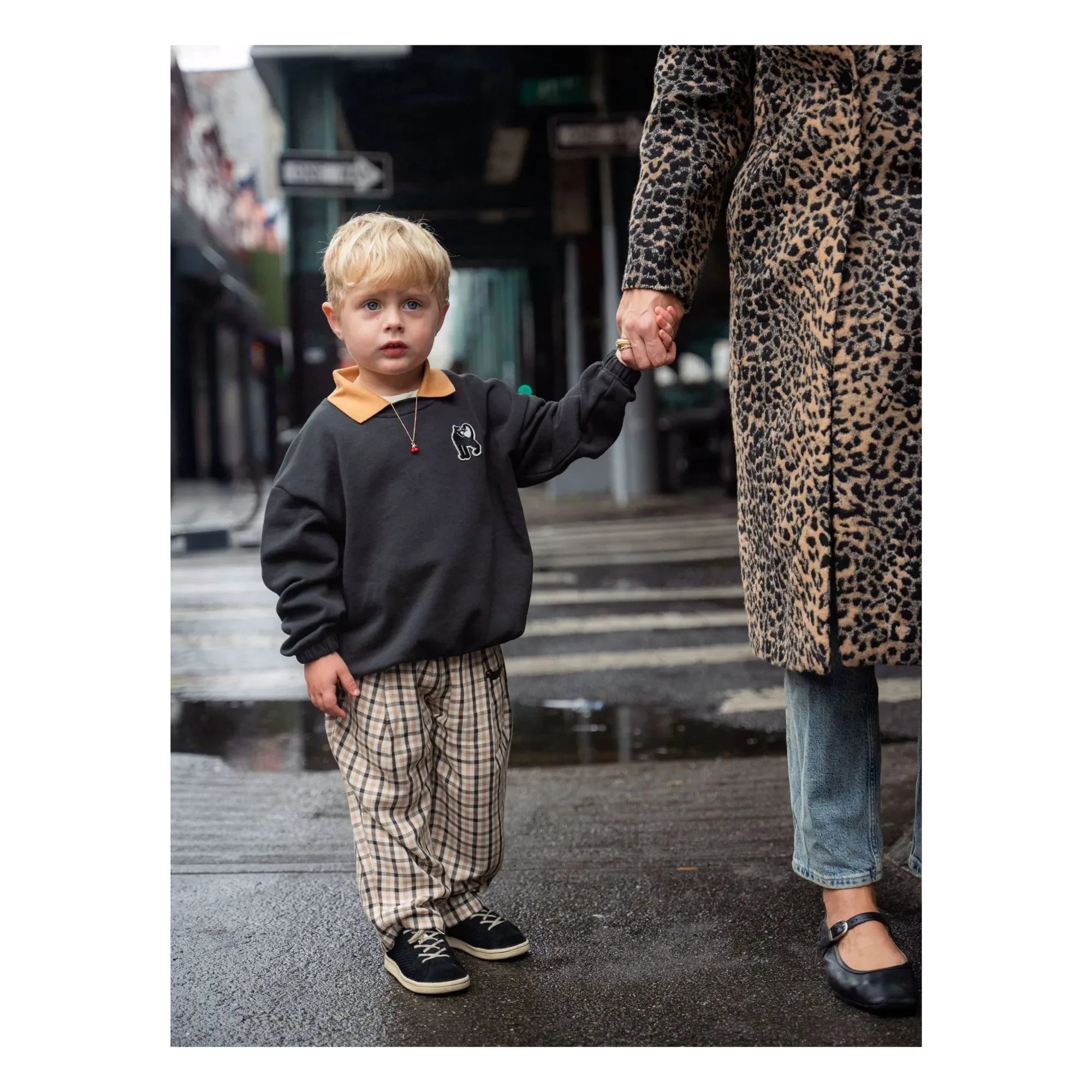 Mini Rodini - Sweatshirt mit Panther-Kragen Bio-Baumwolle | Schwarz