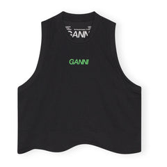 Ganni - Active Mesh Recycelte Oberteil | Schwarz